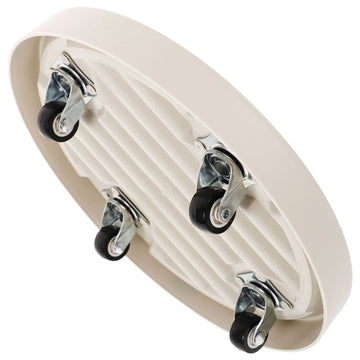 Beige Rolling Planter Stand with Metal Wheels for Indoor Use