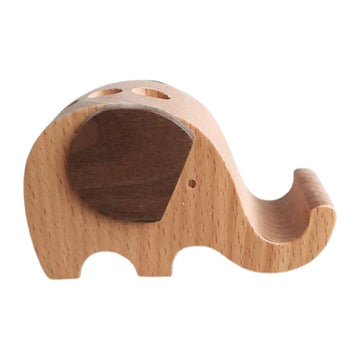 1Pc Wooden Cellphone Support Chocolate Color Multifunctional Phone Rack for Home and Office
