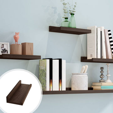 Floating Wall Shelf, Solid Wood Wall Mounted Decorative Shelves for Storage, No Drill Wooden Display Rack for Living Room, Bedroom, and Kitchen