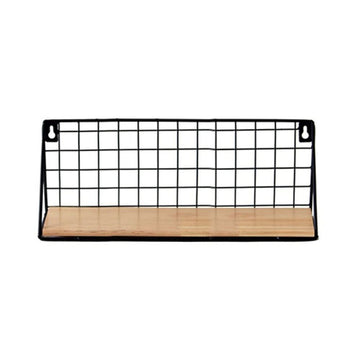 Floating Shelves Wall Mounted, Rustic Wood Storage Display Shelf with Metal Wire Basket, Hanging Shelf for Bedroom Bathroom Living Room Kitchen Office (3 Size Options)
