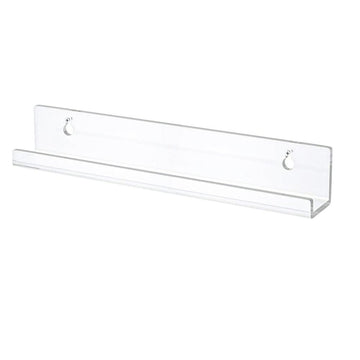 Clear Acrylic Floating Shelf 35x4.3x4.3cm, Wall Mounted Bathroom Organizer for Books Photos Decor, Tool-Free Drywall Installation with Slim Modern Design