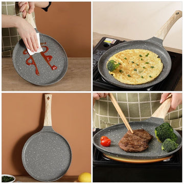 Nonstick Crepe Pancake Pan Set with Multi-Color Design, Cookware for Easy Flipping and Even Cooking
