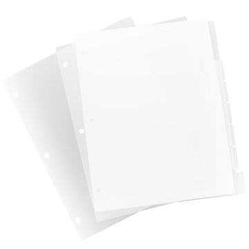 Clear Tabbed Loose-Leaf Binder Dividers, Notebook Inserts for Organizing Binders and School or Office Notebooks
