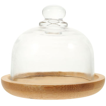 Clear Glass Cake Dome with Elegant Serving Plate Set - Transparent Cake Cover Tray for Serving and Display