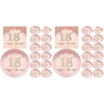 2 Sets 18th Birthday Plates and Napkins Disposable Paper Plates Delicate Party Favor Plates
