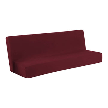 Solid Colour Armless Sofa Bed Cover Polyester Spandex Stretch Futon Slipcover 3 Seater Elastic Full Folding Couch Cover fits Folding Sofa Bed Without Armrests