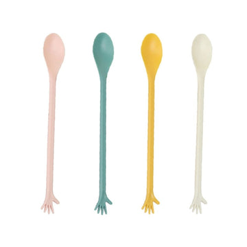 4Pcs Long Handle Mixing Spoon 8 Inch Length, Coffee Spoons Colorful Plastic Latte, Tall Iced Tea, Ice Cream Sundae, Cocktail, Hot Chocolat Stirring Longdrink Spoons