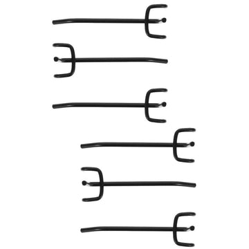 6-Pack Black Metal Pegboard Hooks for Hanging Tools and Storage, Pegboard Accessories