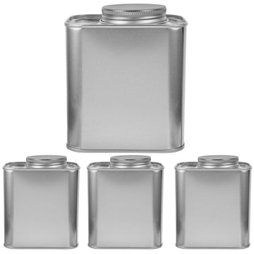 Tinplate Coffee Bean Canister Plated Silver Airtight for Tea and Sugar 4Pcs