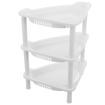 White Plastic Kitchen Storage Shelf Organizer, 1-Piece Space-Saving Rack for Pantry and Cabinet