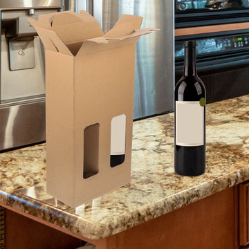 Durable Khaki Paper Wine Carrier - Easy to Carry for Storage 5Pcs