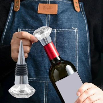 Wine stopper,Crystal Metal Silicone Leakproof Reusable Wine Stopper Bottle Sealer Cork Plug Crystal Diamond Wine Bottle Stopper