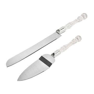 Cake Knife and Server Set, Cake Cutter and Pie Spatula, Cake Cutting Set with Crystal Handle, for Pastry/Pizza and Desserts for Wedding Birthday