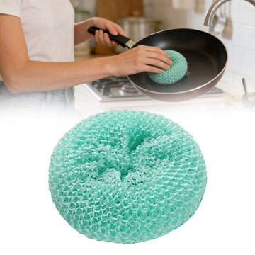 6Pcs Mixed Color (3 Pink + 3 Blue) Plastic Fiber Scrubbers, 8.5x8.5cm Each, Non-Scratch Kitchen Dish Scourers (1 set of 6)