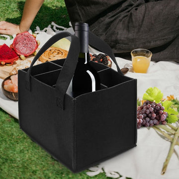 Wine Bottle Carrier Bag Black Felt Portable Storage for Home and Bar Use