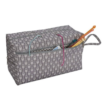 Knitting Crochet Wool Square Storage Bag Crocheting Bag for Sewing Kit and Knitting Supplies Grey
