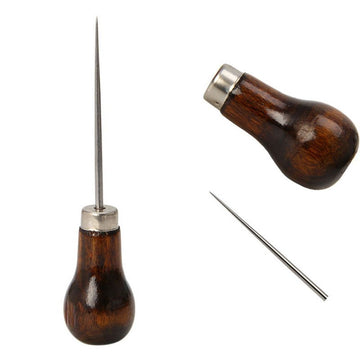 2 Pcs High Quality Leather Craft Cloth Awl Tool for Paper Craft Clothing Gourd Shape Wood Handle