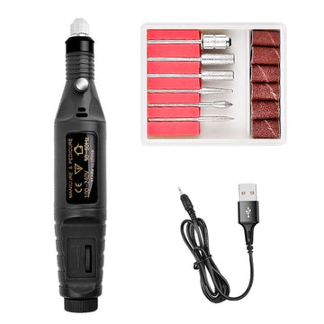 Polishing Pen Electric Grinder Professional Salon Nail File Drill Bit Set for Carving Engraving Grinding Polishing Black