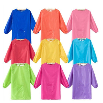 Kids Art Painting Smock Children Cooking Painting Writing Aprons Long Sleeve Waterproof 8 Colors