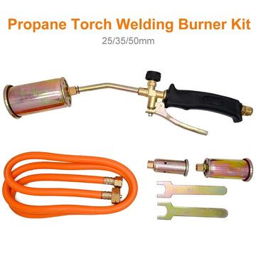 Gas Torch Burner Hose Regulator Roofer Plumber Weed Kit Propane Black Silver