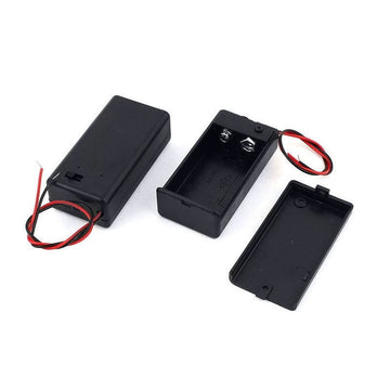 2 pcs 9v Battery Holder Battery Holder Case Box with Power Switch ON/OFF Wire Leads Black