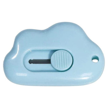 Mini Box Cutter Pocket Portable Opener Retractable Utility Knife Plastic Letter Opener Cloud-Shaped Office School Supplies White