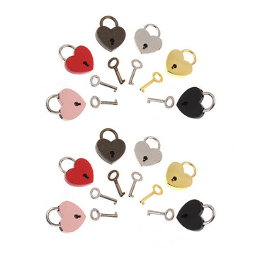 2Pcs Mini Heart Shape Locks, Metal Padlock for Diary Jewelry Box Handbag Makeup Bag Case Silver (Keys Included)