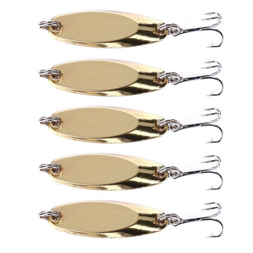5Pcs Spoon Fishing Lure, Metal Sequins Fishing Bait with Hooks, Polished Biomimetic Fishing Lures with Box Saltwater Silver