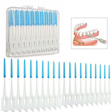 40 Pcs Teeth Brush Toothpick Interdental Bristles Floss Oral Care Teeth with Massage Effect