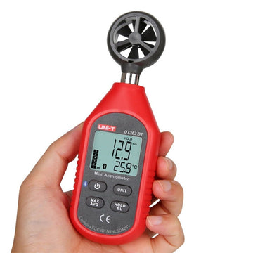 Portable UT363BT Digital Anemometer for Measure Wind Speed and Temperature by Bluetooth Red