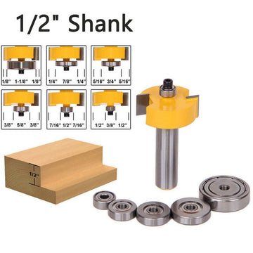 Rabbet Router Bit with 6 Bearings Set 1/4' Shank