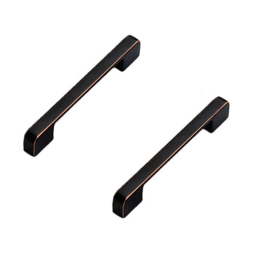 2 Pack Square Cabinet Pull Handle, 128mm/5.03" Hole Centers Dresser Drawer Pulls, Kitchen Cabinet Handle Pull Hardware Black