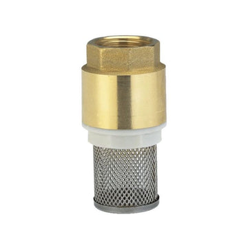 1/2" Brass Vertical Check Valve, Water Pump Bottom Valve with Strainer/Filter, Foot Valve Bottom Valve Gold