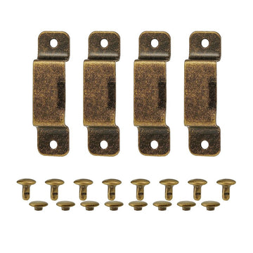 Tape Measure Holders Set Bronze Coloured Rivet Hooks 4 Metal Retainer and 8 Rivets