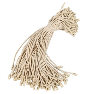 200PCS Clothing Tag Rope Bullet Lanyard Hang Tag String Rope Fastener Hook Ties for Luggage Label Attachment White