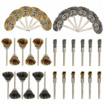 36Pcs Wire Steel Brass Brushes Set Polishing Brush Wheels Set for Dremel Rotary Tool