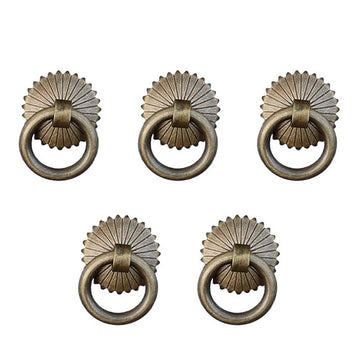 5 Pack Antique Brass Drawer Pull Rings, 25mm/0.98inch Cabinet Door Handles Door Knobs for Furniture Cabinet Drawer Knobs