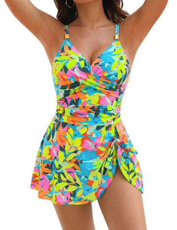 Women’s Swimdress, Tummy-control One-piece Swimsuit, Perfect for Pool, Beach, Vacation and Cruise, L (Emerald)