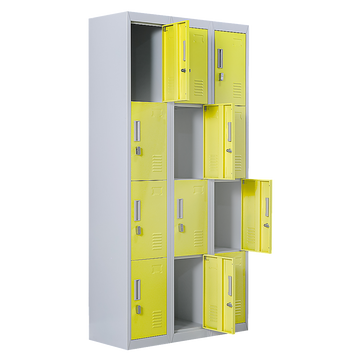 12-Door Locker for Office Gym Shed School Home Storage - Padlock-operated