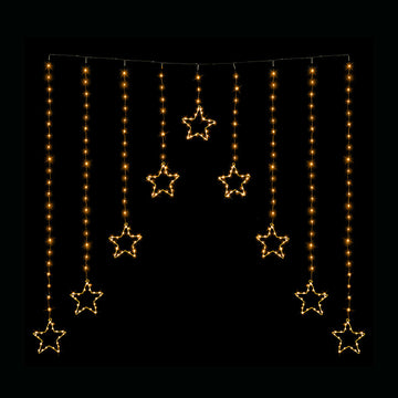 LED Wire Star Curtain Gold Lights