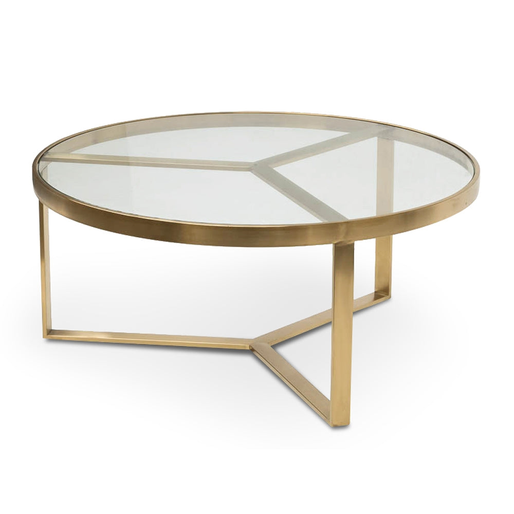Penelope 90cm Coffee Table - Brushed Gold Base-0