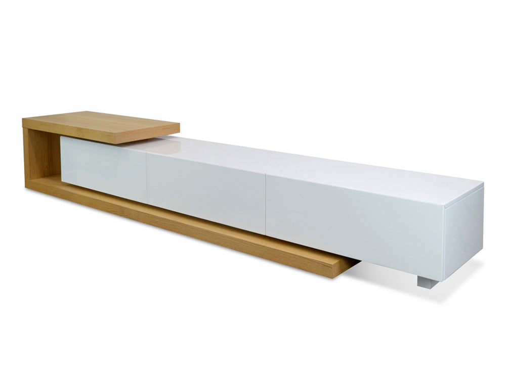 Quinn 2.4m-3.07m TV Entertainment Unit - Natural - White-0