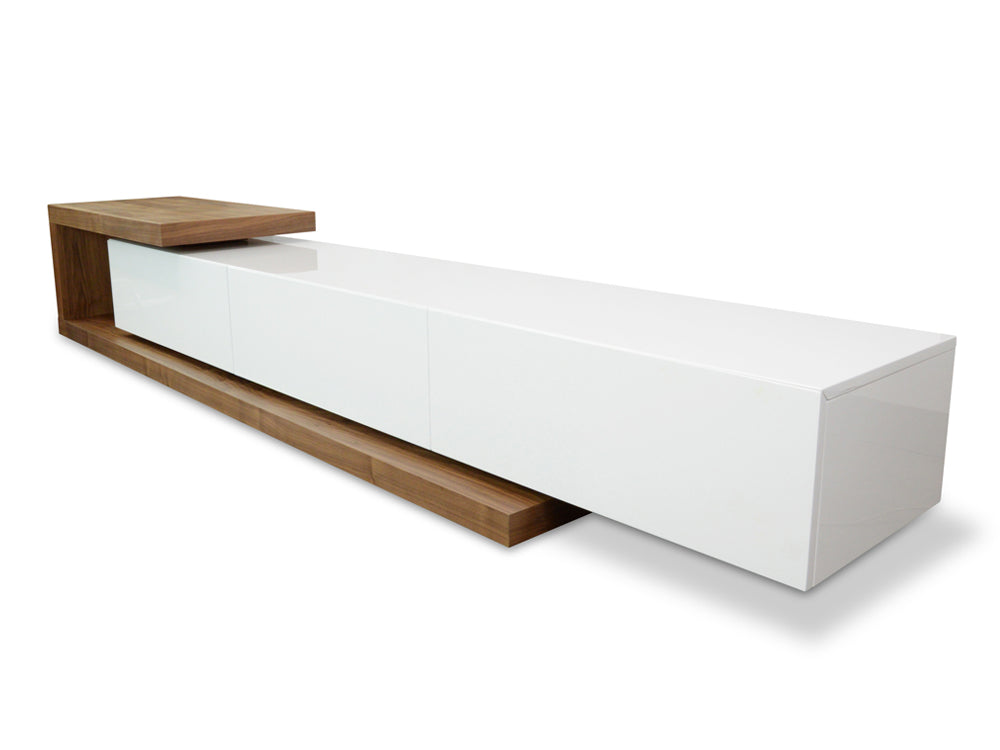 HannahBB 2.4m-3.07m TV Entertainment Unit - Walnut - White-0