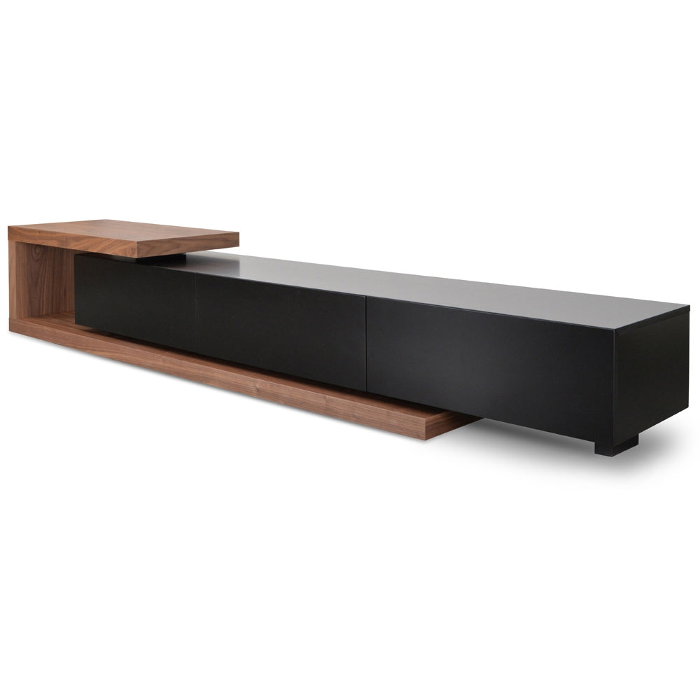 Oliver Extendable TV Entertainment Unit - Walnut - Black matt-0