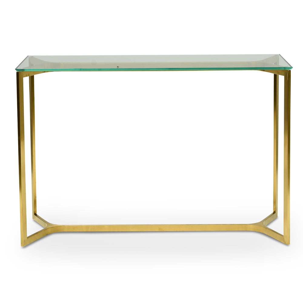 Uma 1.2m Glass Console Table - Gold Base-0