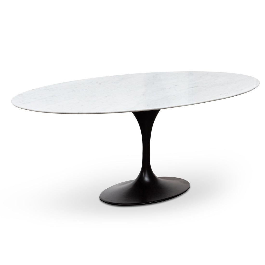 Yolanda Oval 2m Marble Dining Table - Black Base-0