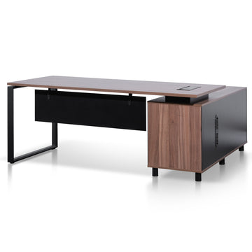 Wendy 1.8m Executive Desk Left Return with Black Legs - Walnut-0