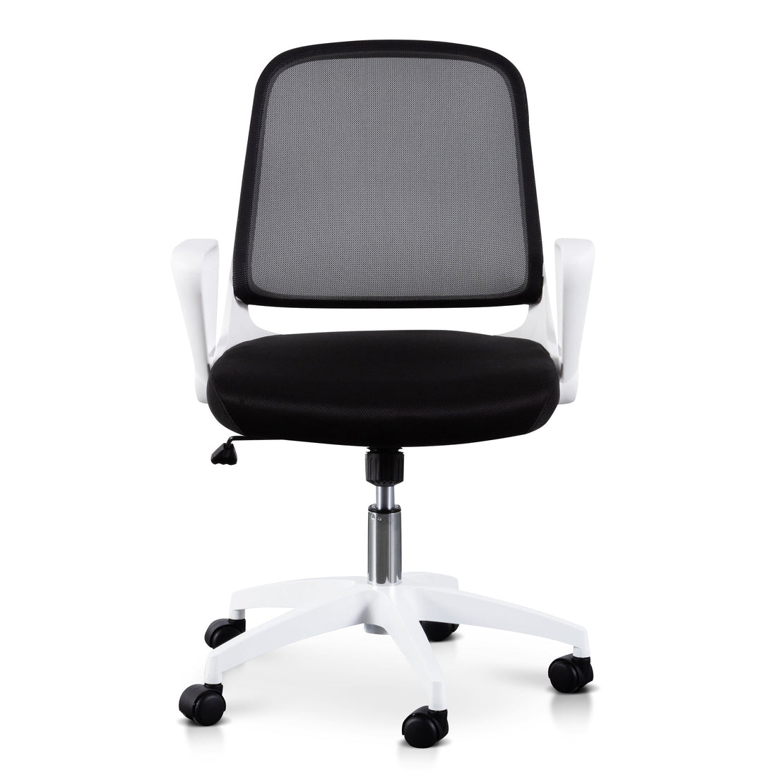 Kevin Black Office Chair - White Arm and Base-0