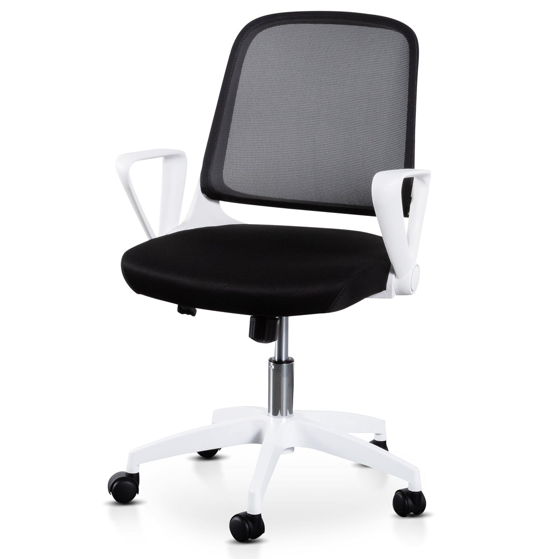 Kevin Black Office Chair - White Arm and Base-0