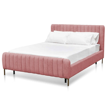 Charlie Queen Sized Bed Frame - Blush Peach Velvet-0